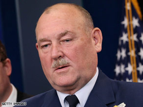 US Coast Guard Commandant Thad Allen speaks in the White House briefing room on May 24.