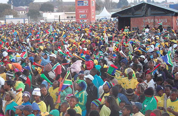 South Africans watch Friday's match on a giant screen in Soweto. Geoff Hill/CNN.