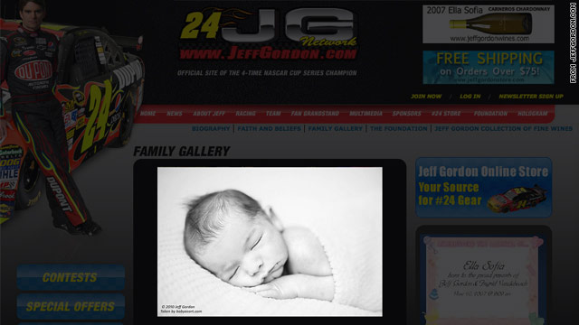 Jeff Gordon shares photos of new baby on website