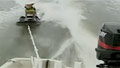 Motorcycling dog also water-skis