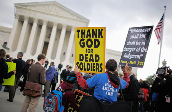  ... justices hear oral arguments in the First Amendment case of Snyder v