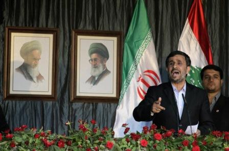 President Mahmoud Ahmadinejad addresses a mass rally in the southern Lebanese border town of Bint Jbeil (Getty Images)