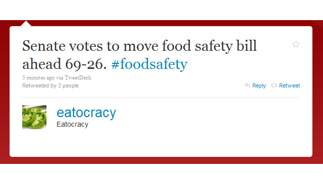 Senate cloture vote moves FDA food safety bill forward