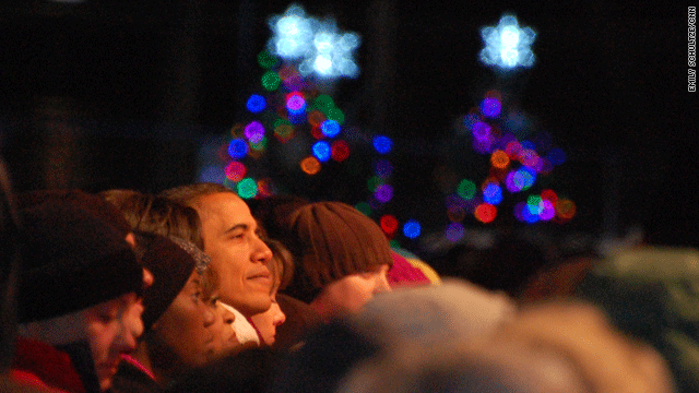 Obama lights LED Christmas tree