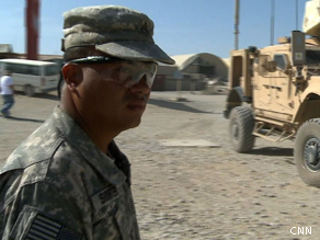 Sgt. Randy Shorter on the base in Sharana, Afghanistan.