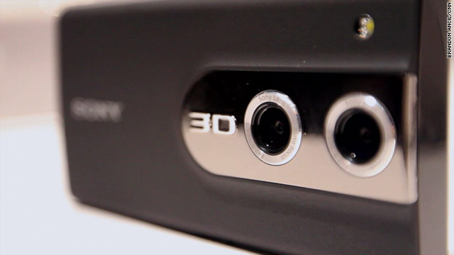 Sony's 3-D Bloggie video camera, which goes on sale later this year, employs two lenses to create three-dimensional images.