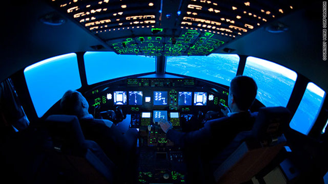 Simulator pilots test technology aimed at making flying safer and more efficient at MITRE Corporation outside Washington.