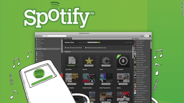 Spotify works kind of like iTunes, but you stream songs from a "rented" catalog of online music.