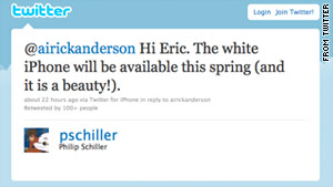 When a 16 year old wanted to know if the white iPhone would ever emerge, he Tweeted Apple's marketing boss.