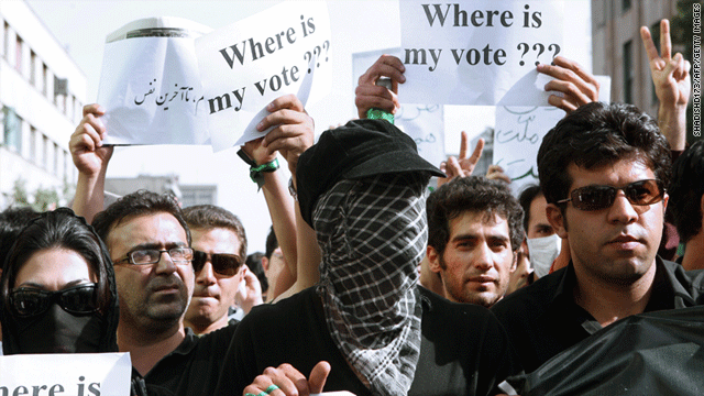 Iranians used the internet to organize anti-government protests in 2009. This TwitPic purportedly shows such a demonstration.