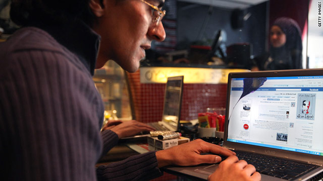 A man at a Cairo, Egypt, cybercafe checks Facebook on January 27, before widespread Web outages occurred.