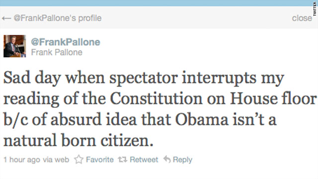 'Birther' disrupts reading of the Constitution