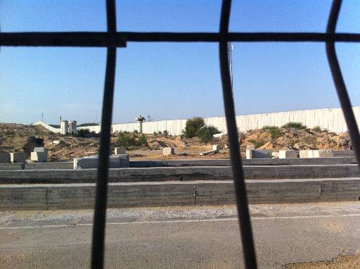 The view of the concrete barrier separating Gaza and Israel from the Palestinian side of the Erez crossing.(CNN/Kevin Flower)