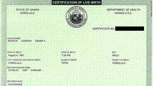 Obama's Birth Certificate: Born in Honolulu