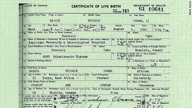 Obama's Birth Certificate: Born in Honolulu