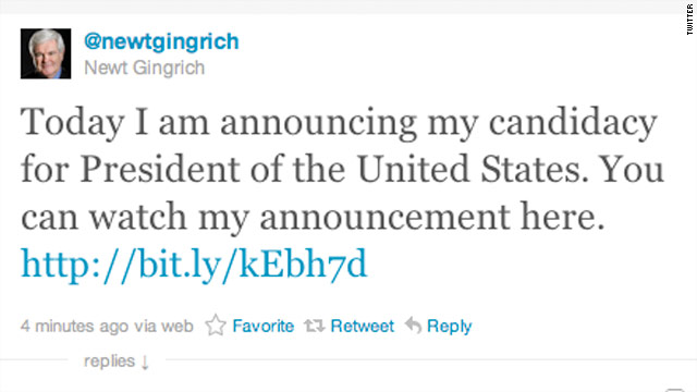 Gingrich announces presidential campaign