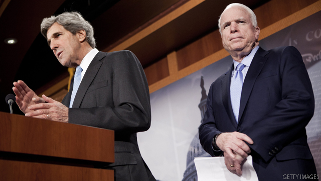 Kerry, McCain push measure backing Libya campaign