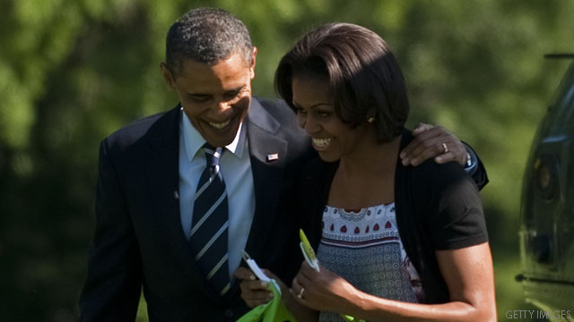 Michelle Obama talks husband's upbringing on campaign swing