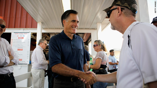 Romney stresses business experience, welcomes Perry to GOP race
