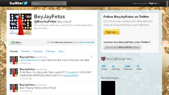 Beyonce, Jay-Z baby already on Twitter
