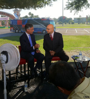 Our anchor Ali Velshi mid-interview with GOP presidential candidate Jon Huntsman.