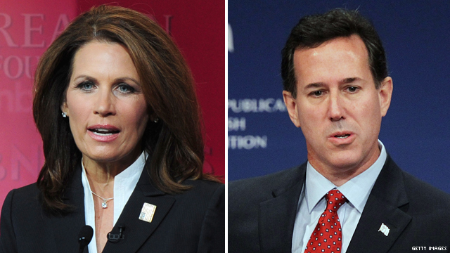 Bachmann, Santorum exchange swipes