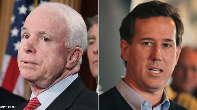McCain takes aim at Santorum in South Carolina