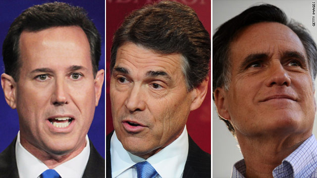 Santorum takes on Perry and Romney