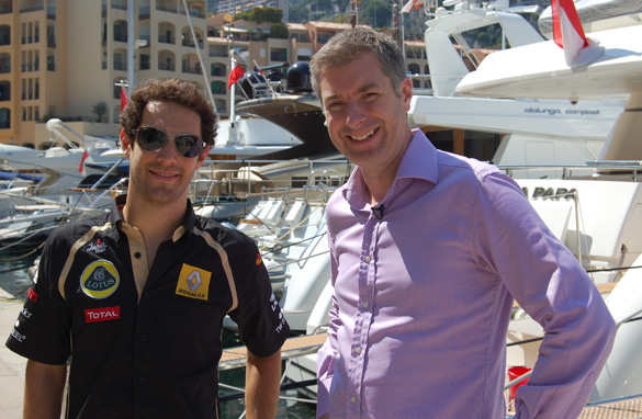 CNN's Don Riddell interviewed F1 driver Bruno Senna, left, in Monaco last year