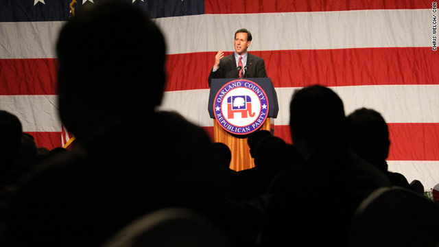 Santorum touts auto manufacturing roots in Detroit