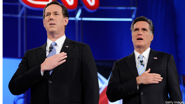 Romney: 'I wonder which team Santorum was taking it for'