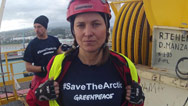 Lucy Lawless protests aboard drillship