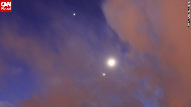 Moon, Jupiter and Venus light up the sky