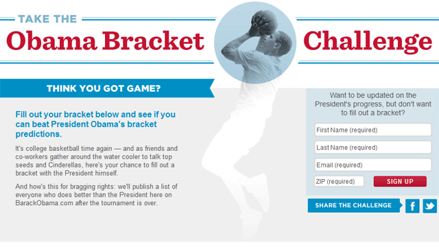 Obama campaign wants you to submit a bracket – and join its e-mail list