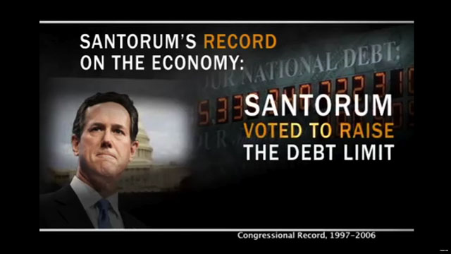 Romney super PAC attacks Santorum over the economy