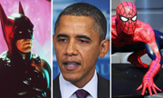 Pres plays with superheroes
