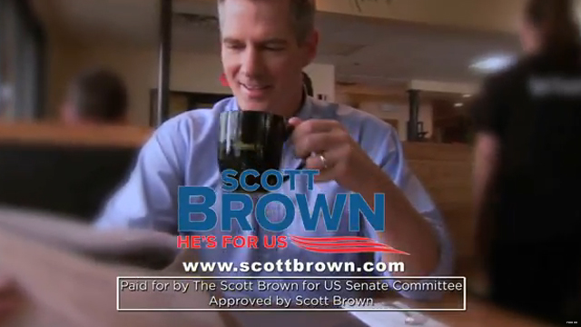 Brown deploys new ad with a bipartisan diner theme