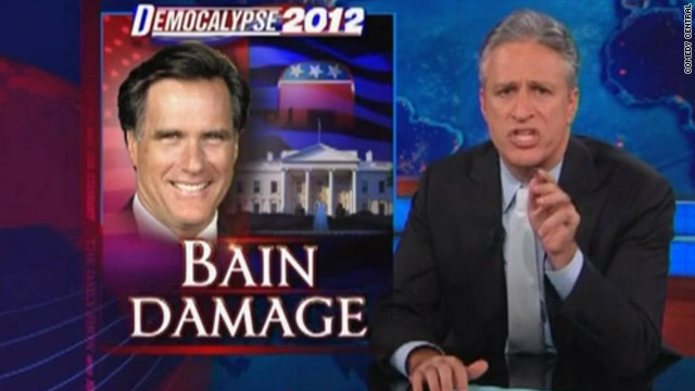 Jon Stewart rips Romney on Bain, taxes