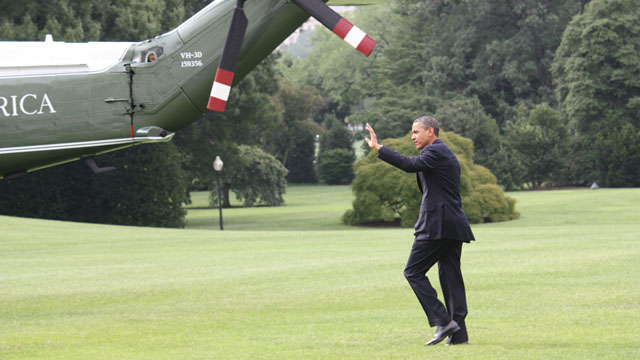 Obama on the road again to guess where?  Florida and Virginia swing states