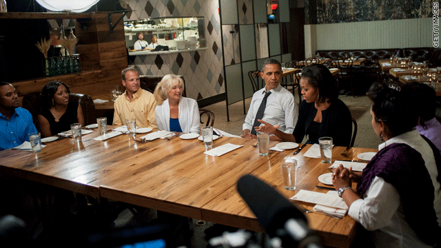 Obama, first lady dine with campaign contest winners