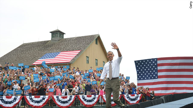 Obama rallies in Iowa on 'Road to Charlotte' tour