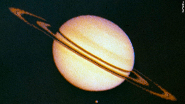 Pioneer 11 Image of Saturn and Its Moon Titan