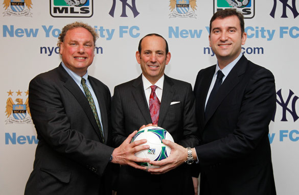 New York Yankees president Randy Levine, MLS chief Don Garber and Manchester City CEO Ferran Soriano revealed the new franchise plans.