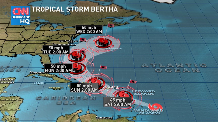 Tropical Storm Bertha Forms in the Atlantic