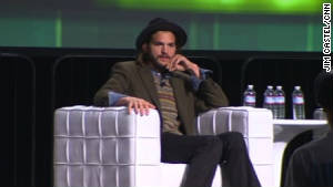 Ashton Kutcher was interviewed onstage at the TechCrunch Disrupt conference.