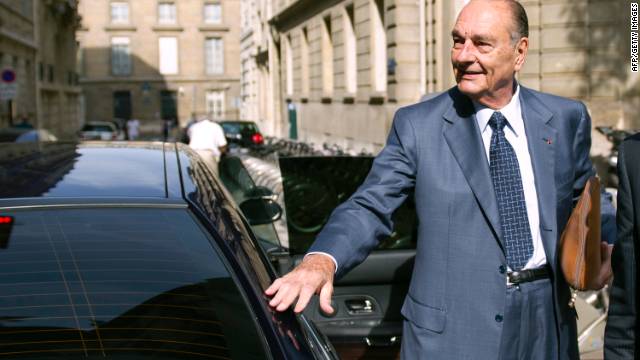 Former French President Jacques Chirac arrives at his office, September 1. 