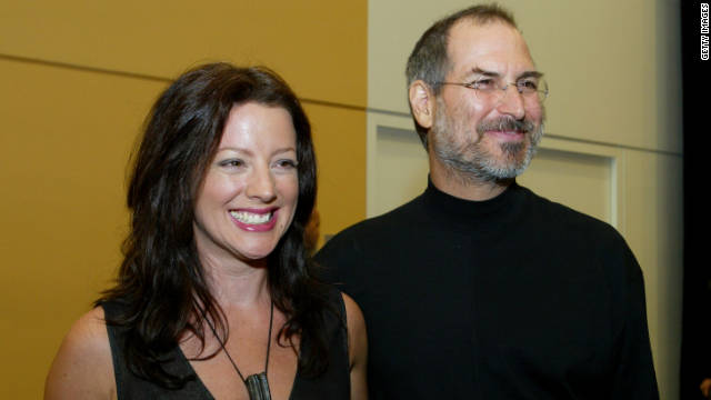 Jobs stands with singer Sarah McLachlan after delivering a speech in San Francisco in 2003. 