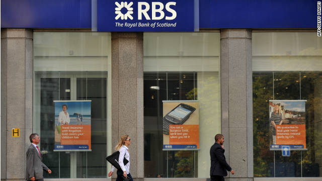 A branch of the Royal Bank of Scotland is pictured in London, on August 5, 2011.