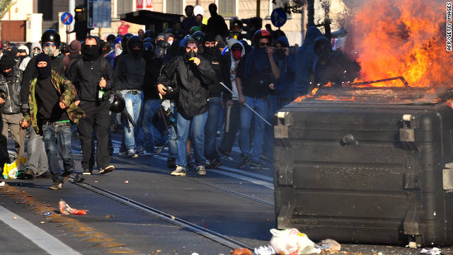 Vandalism erupted in Rome on Saturday, October 15, as protesters took to the streets to speak out against corruption. Tens of thousands of protesters marched in Rome as part of a global day of protests. 