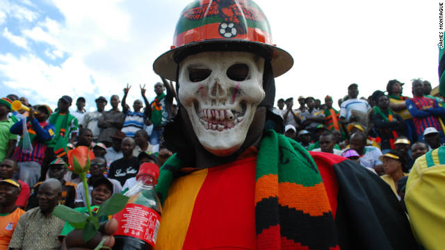 Zambia's fans gather at the Nchanga Stadium hours before kick off. The sound of vuvuzelas is deafening.